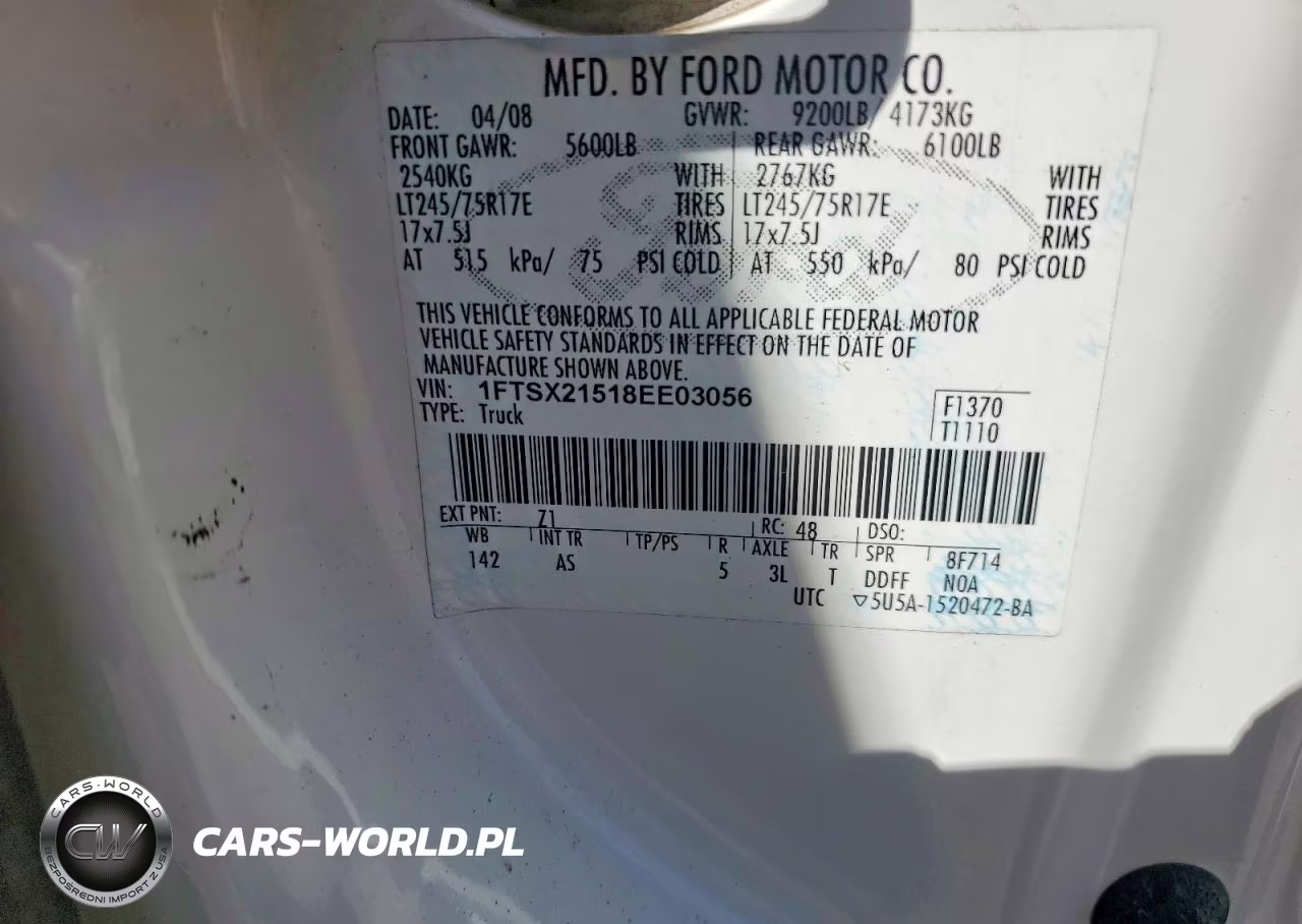 2008 Ford F250 Super Duty VIN:1FTSX21518EE03056 - 12