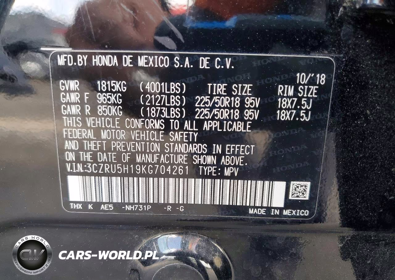 2019 Honda Hr-V Sport VIN:3CZRU5H19KG704261 - 13