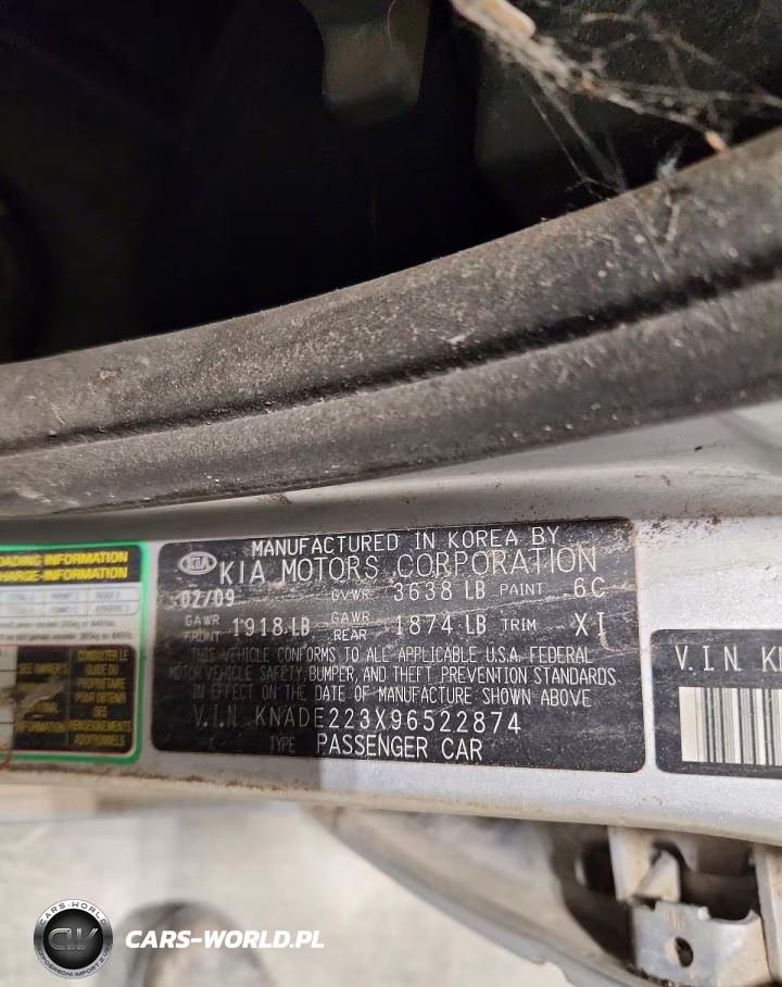 2009 Kia Rio Base VIN:KNADE223X96522874 - 12