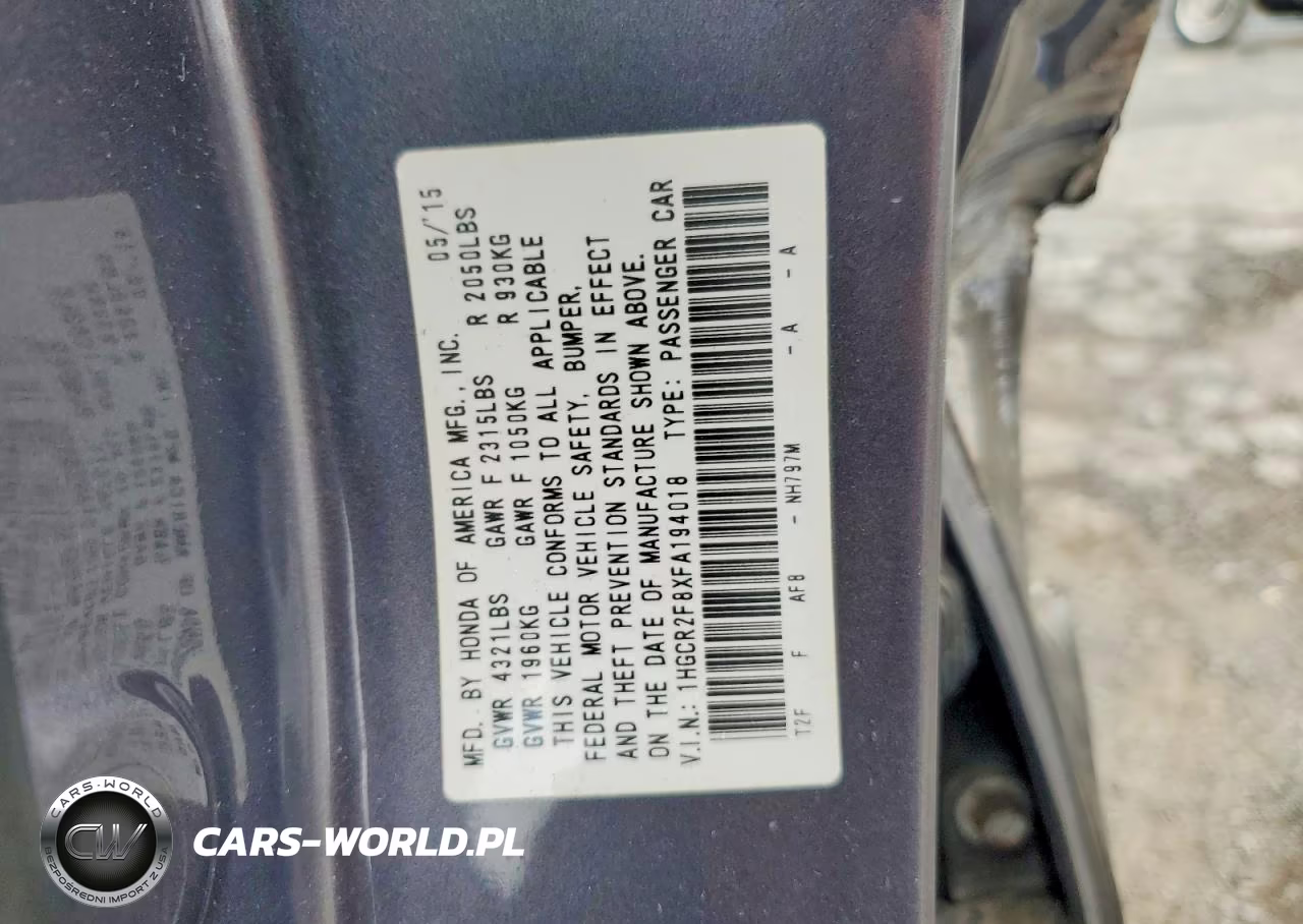 2015 Honda Accord Exl VIN:1HGCR2F8XFA194018 - 12