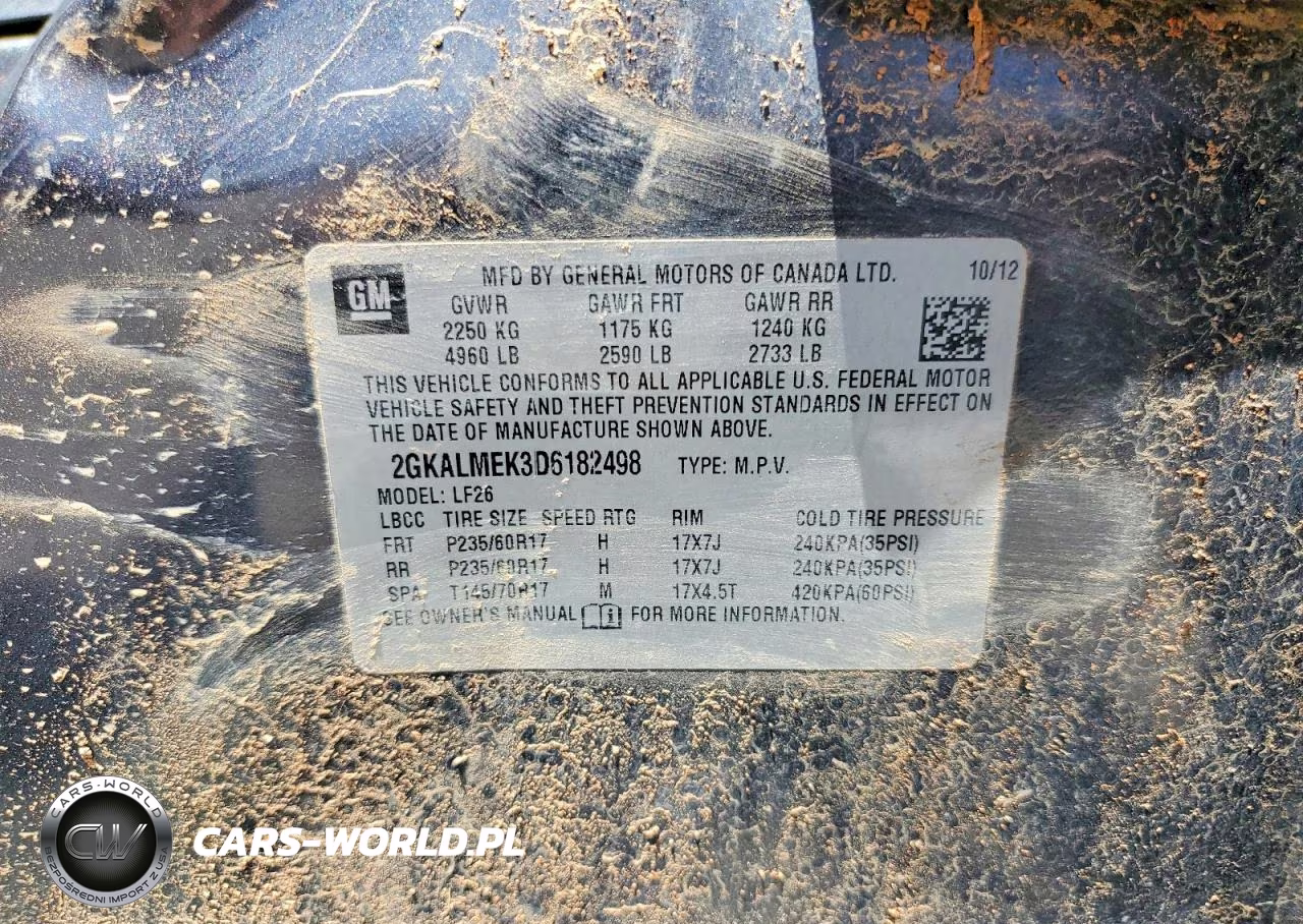2013 GMC Terrain Sle VIN:2GKALMEK3D6182498 - 13