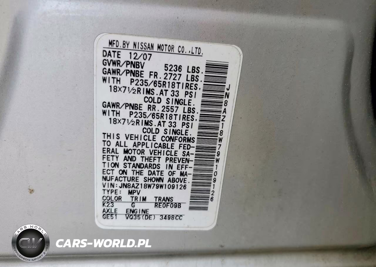 2009 Niss Murano Sl VIN:JN8AZ18W79W109126 - 13