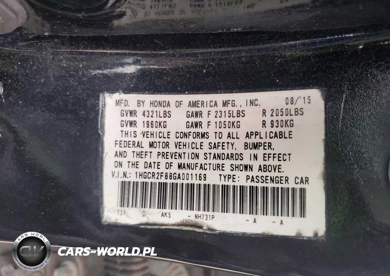 2016 Honda Accord Exl VIN:1HGCR2F88GA001169 - 12