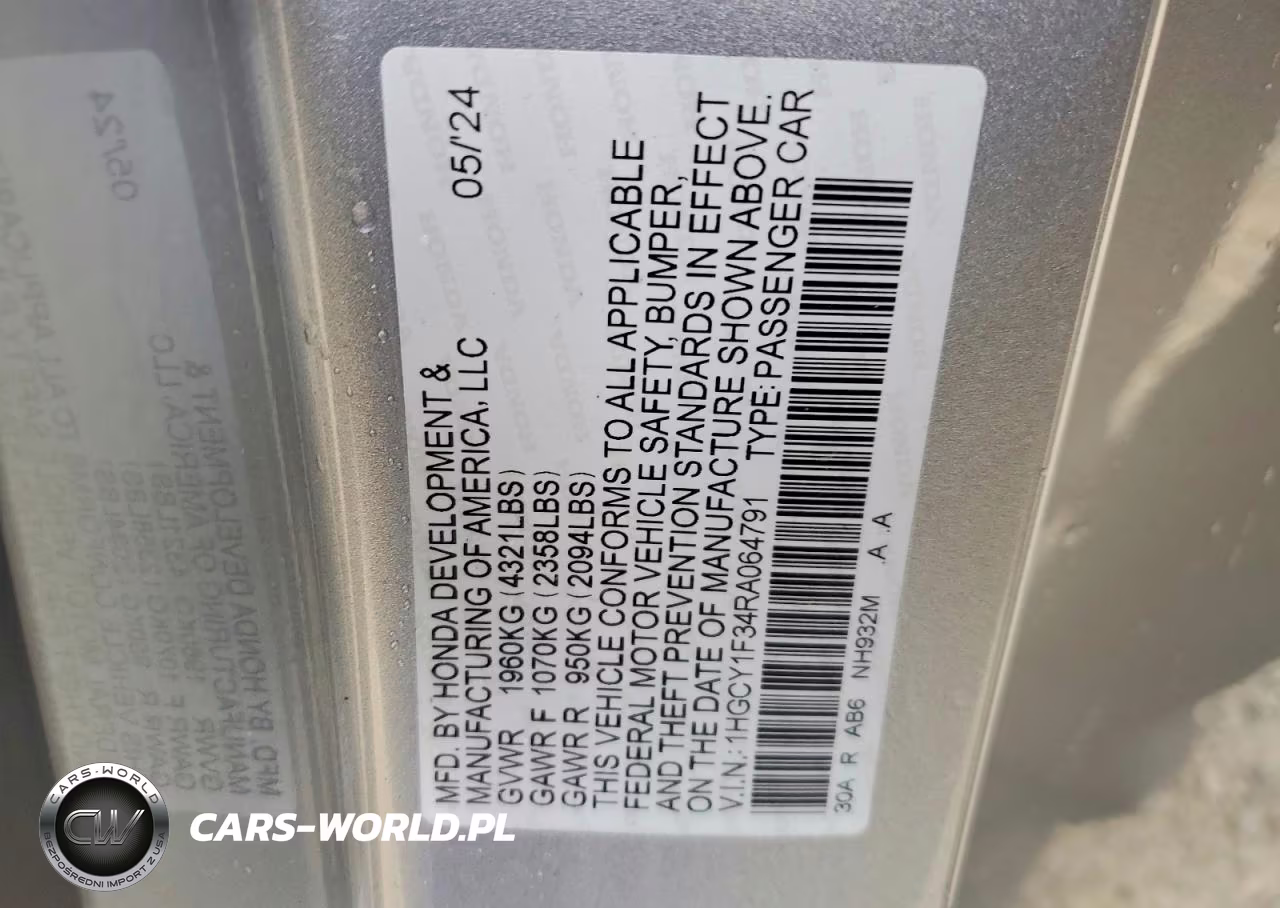 2024 Honda Accord Ex VIN:1HGCY1F34RA064791 - 12