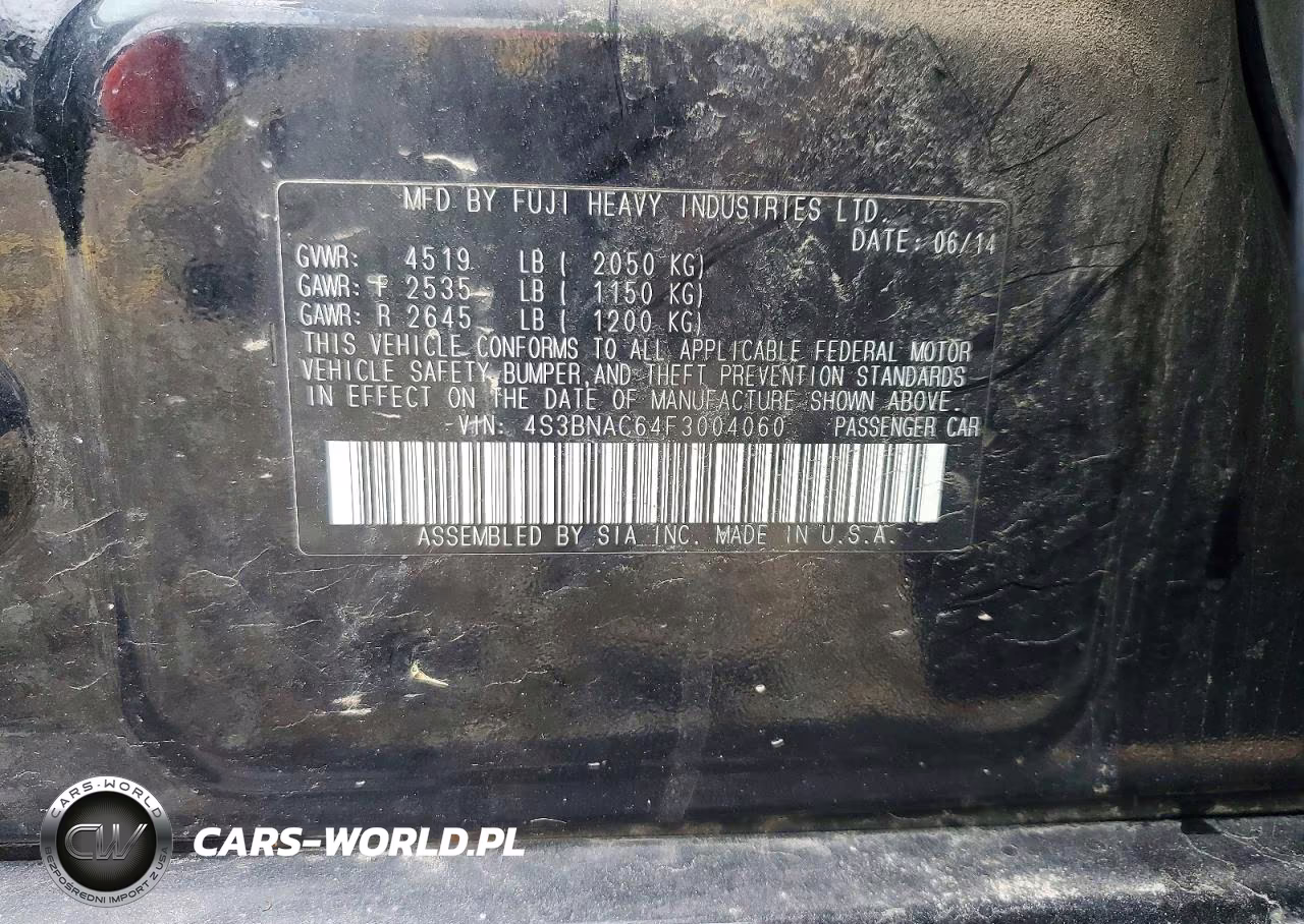 2015 Subaru Legacy 2.5I Premium VIN:4S3BNAC64F3004060 - 12