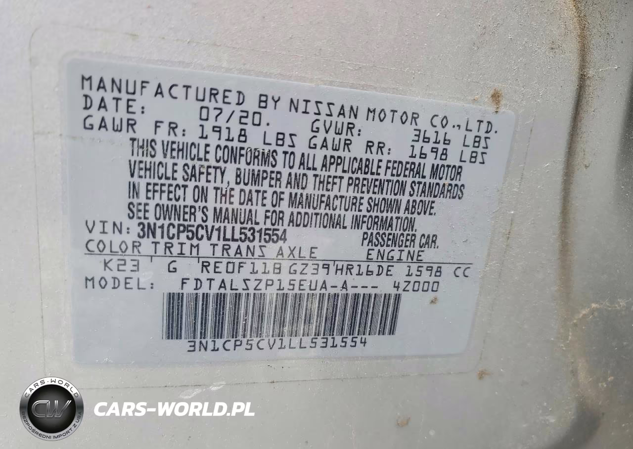 2020 Nissan Kicks Sv VIN:3N1CP5CV1LL531554 - 12