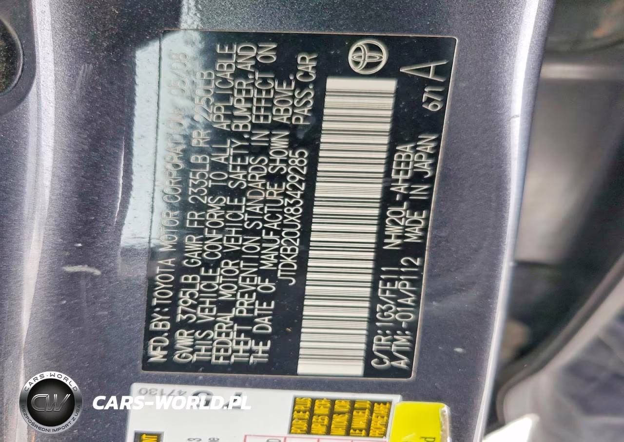 2008 Toyota Prius Base VIN:JTDKB20UX83429285 - 12