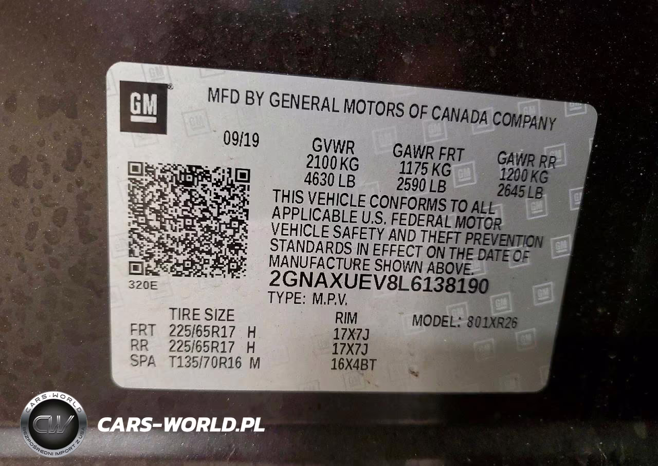2020 Chevrolet Equinox Lt VIN:2GNAXUEV8L6138190 - 13
