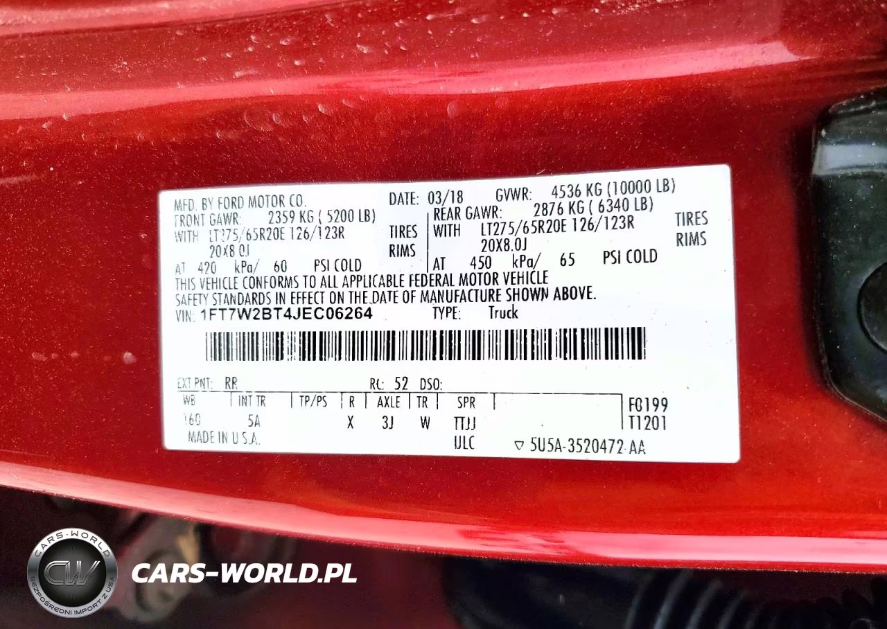 2018 Ford F250 Super Duty VIN:1FT7W2BT4JEC06264 - 13