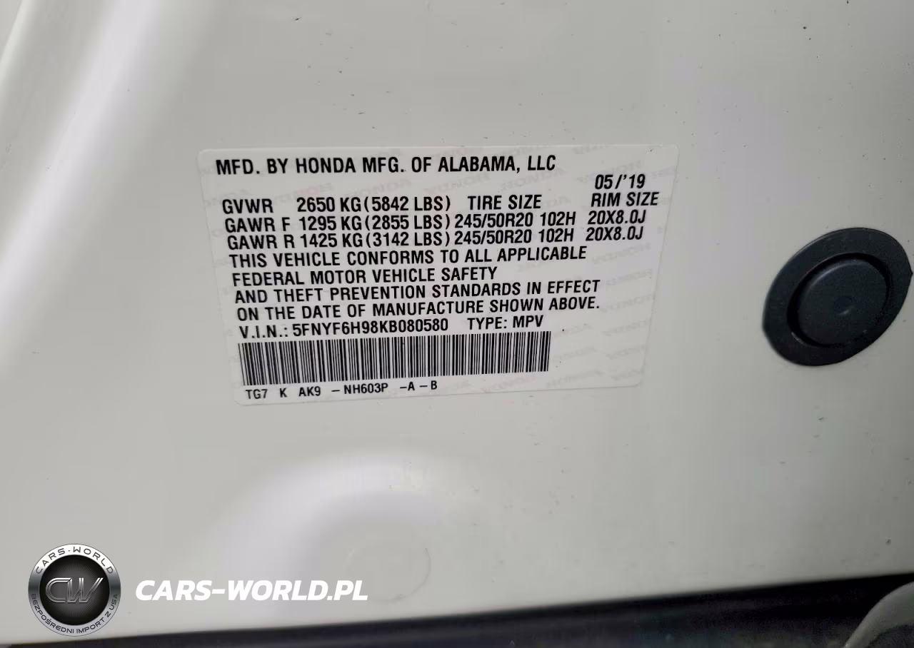 2019 Honda Pilot Touring VIN:5FNYF6H98KB080580 - 12