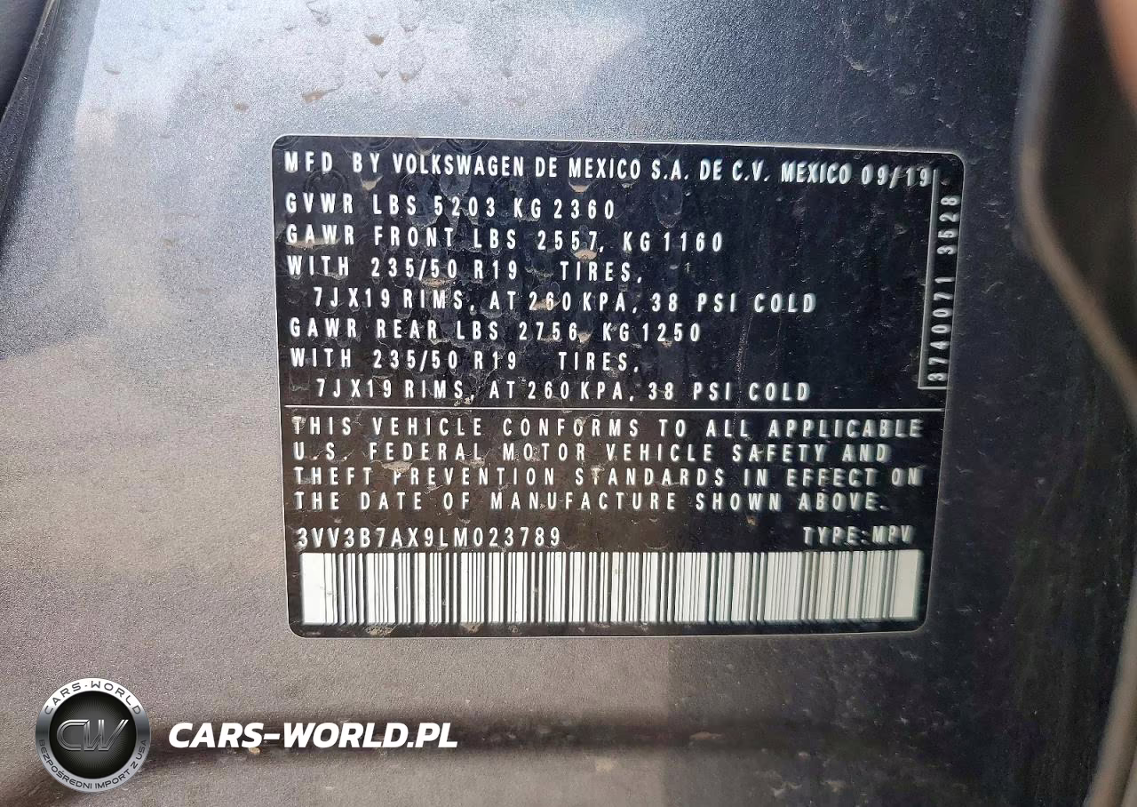 2020 Volkswagen Tiguan Se VIN:3VV3B7AX9LM023789 - 13