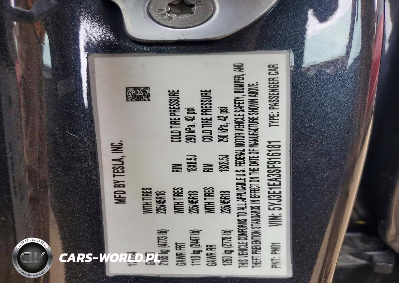2025 Tesla Model 3 VIN:5YJ3E1EA3SF916181 - 12