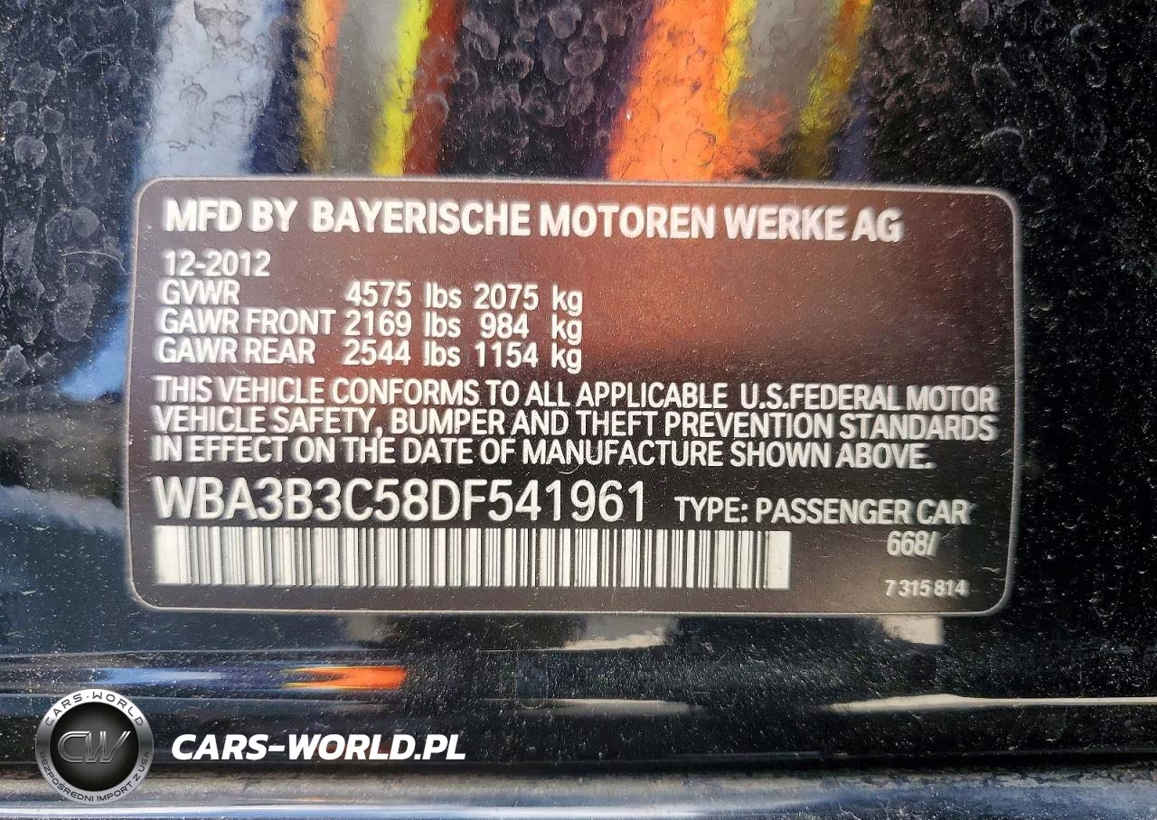 2013 BMW 328 Xi VIN:WBA3B3C58DF541961 - 12