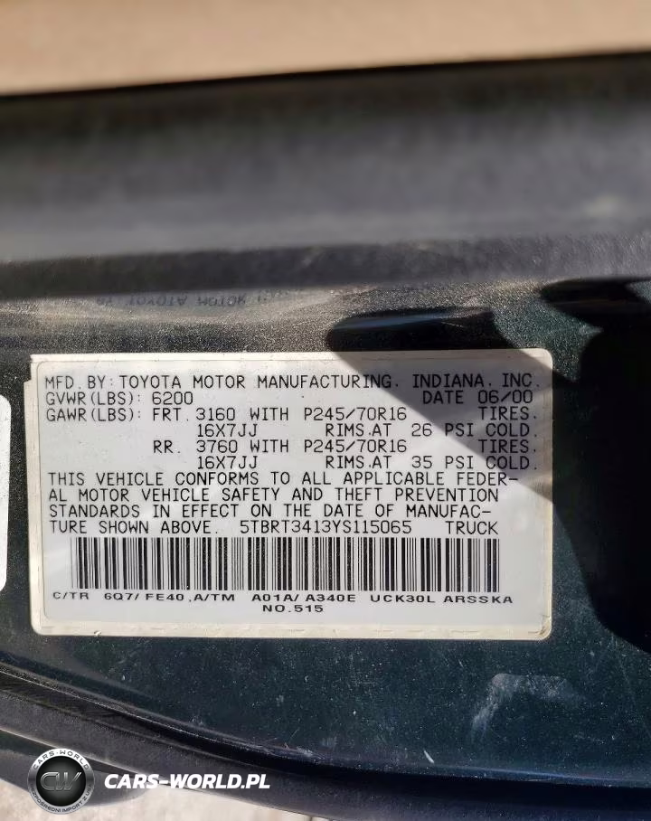 2000 Toyota Tundra Sr5 VIN:5TBRT3413YS115065 - 12