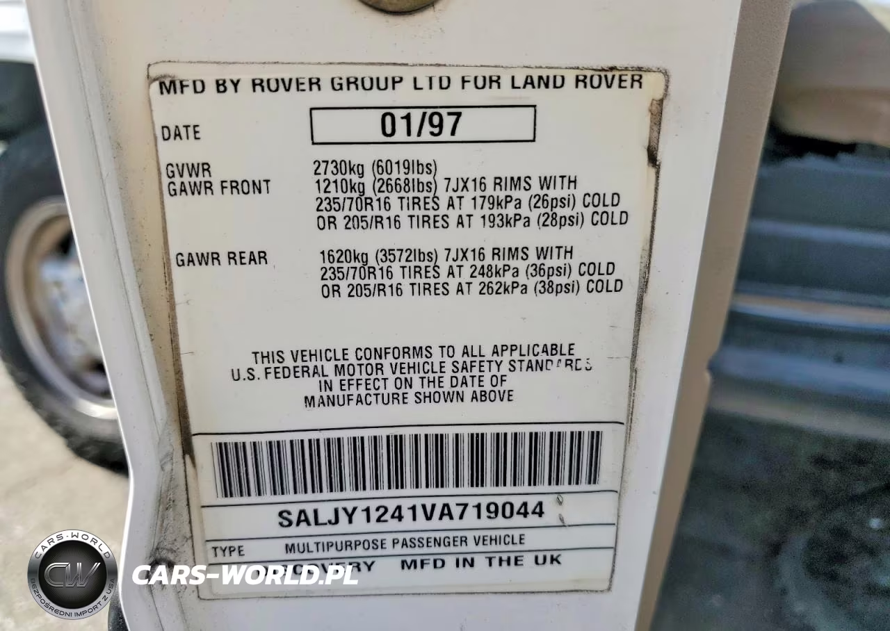 1997 Land Rover Discovery VIN:SALJY1241VA719044 - 13