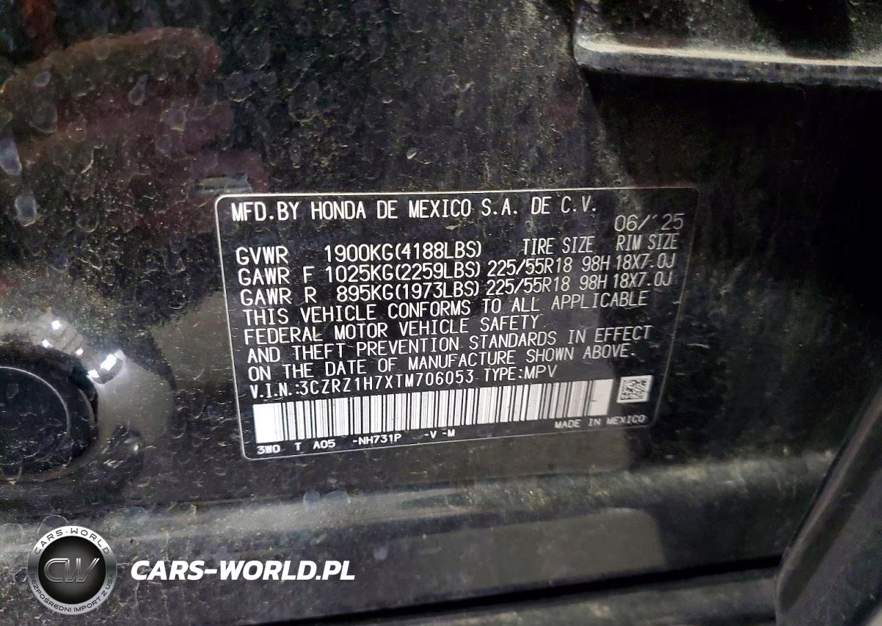 2026 Honda Hr-V Exl VIN:3CZRZ1H7XTM706053 - 13