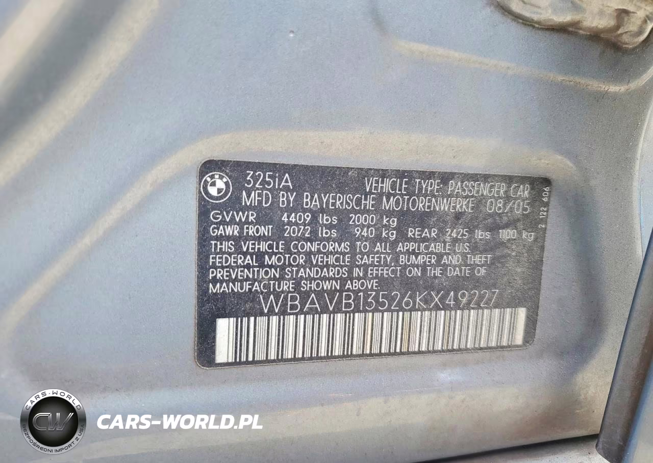 2006 BMW 325 I VIN:WBAVB13526KX49227 - 12