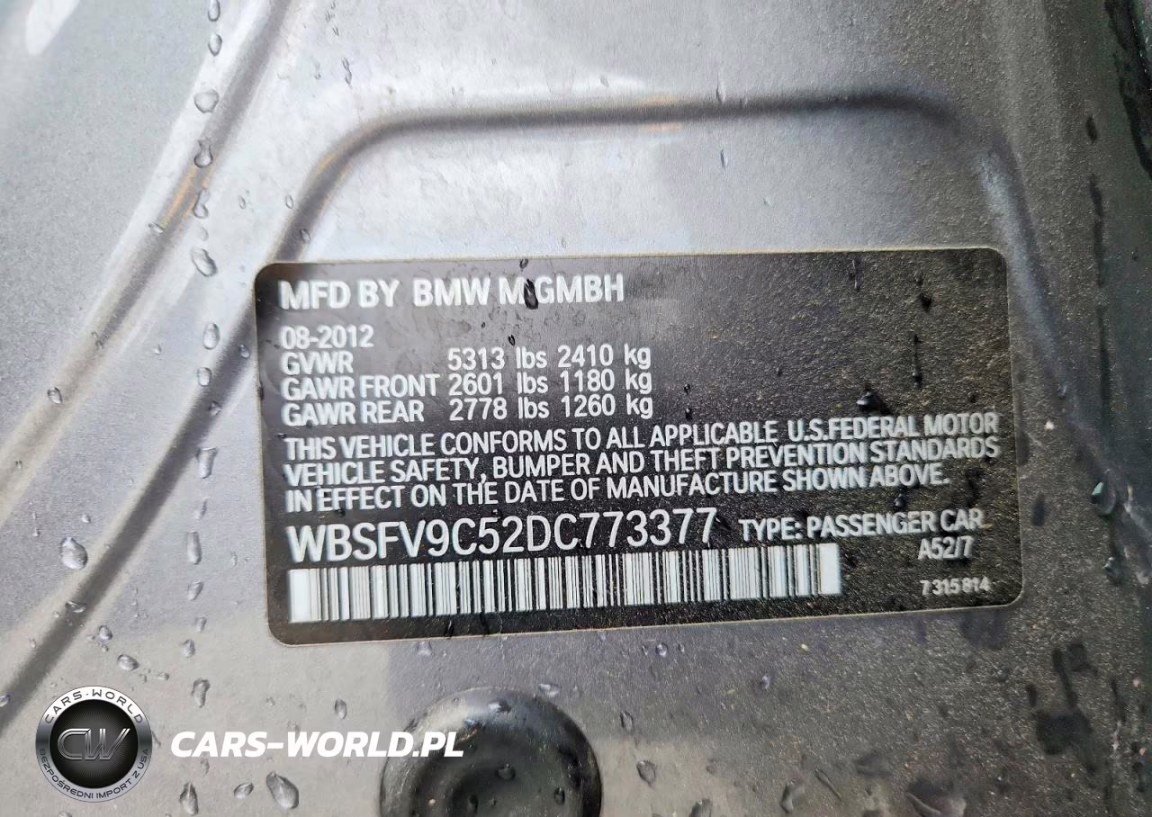 2013 BMW M5 VIN:WBSFV9C52DC773377 - 12