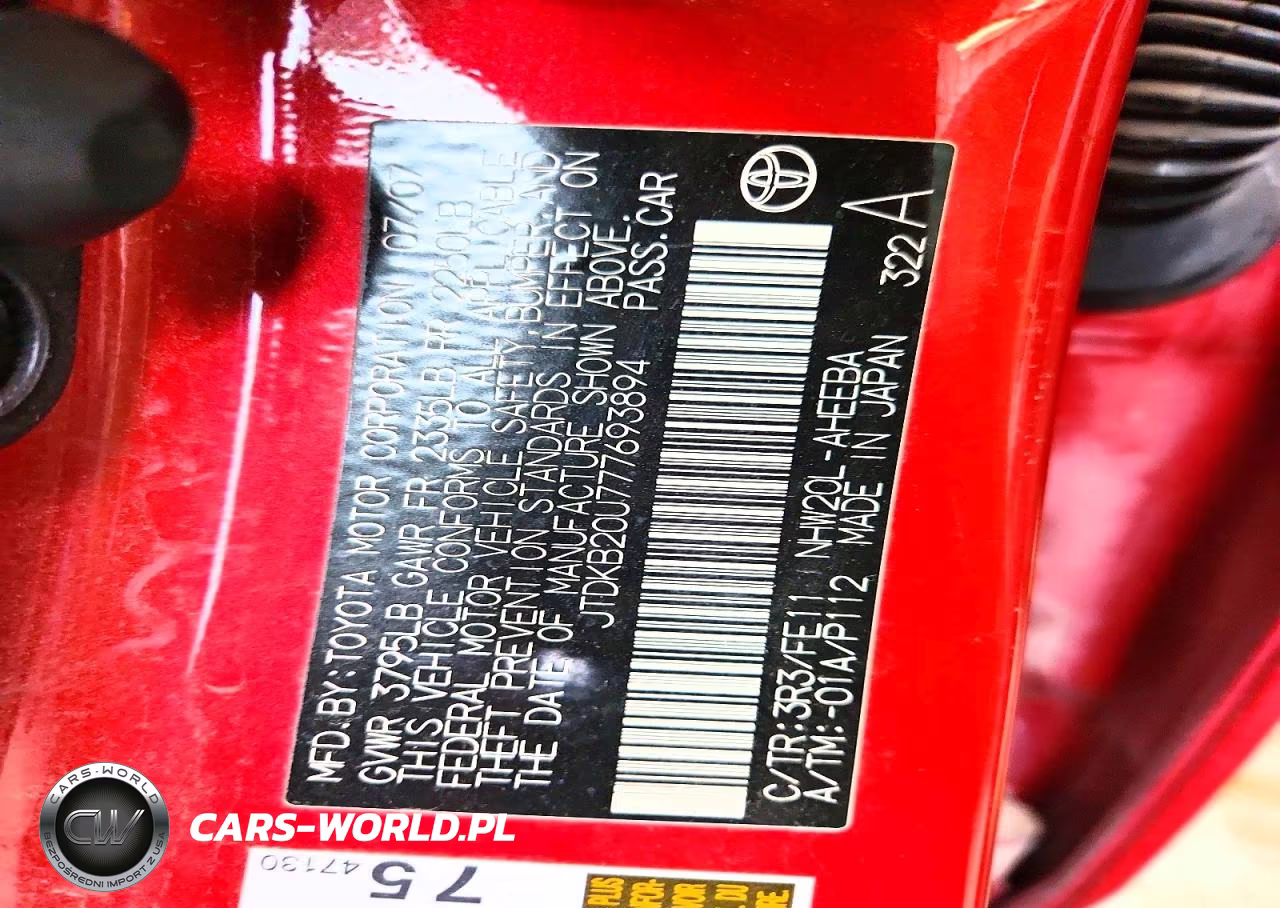 2007 Toyota Prius Base VIN:JTDKB20U777693894 - 12