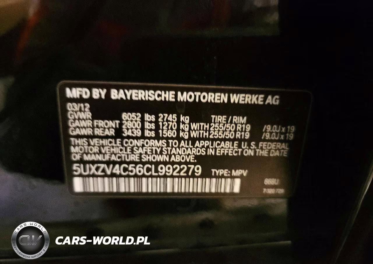 2012 BMW X5 xDrive35I VIN:5UXZV4C56CL992279 - 12