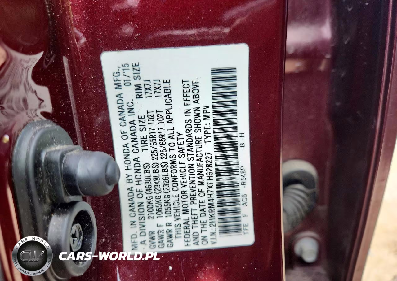 2015 Honda Cr-V Exl VIN:2HKRM4H7XFH628227 - 13