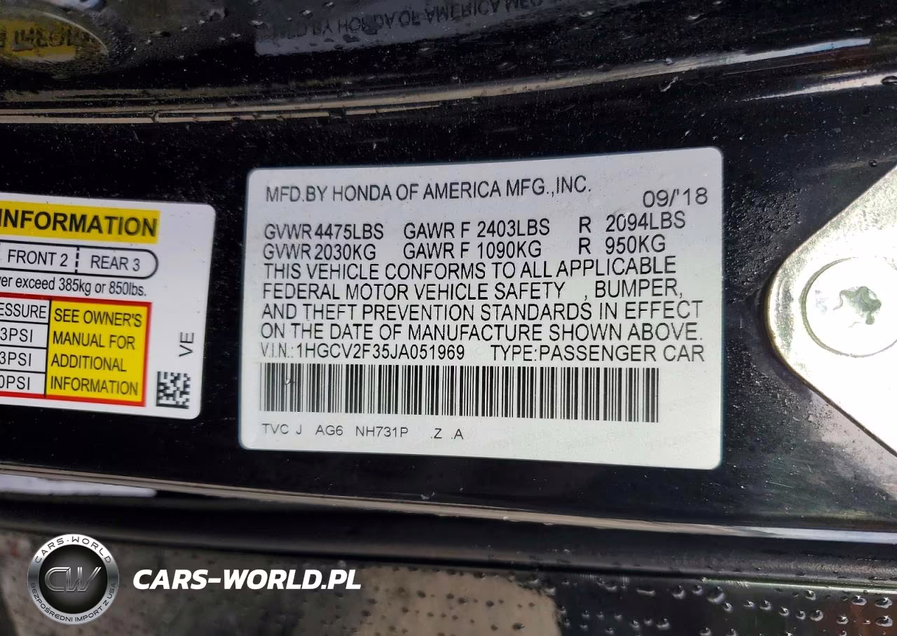 2018 Honda Accord Sport VIN:1HGCV2F35JA051969 - 13