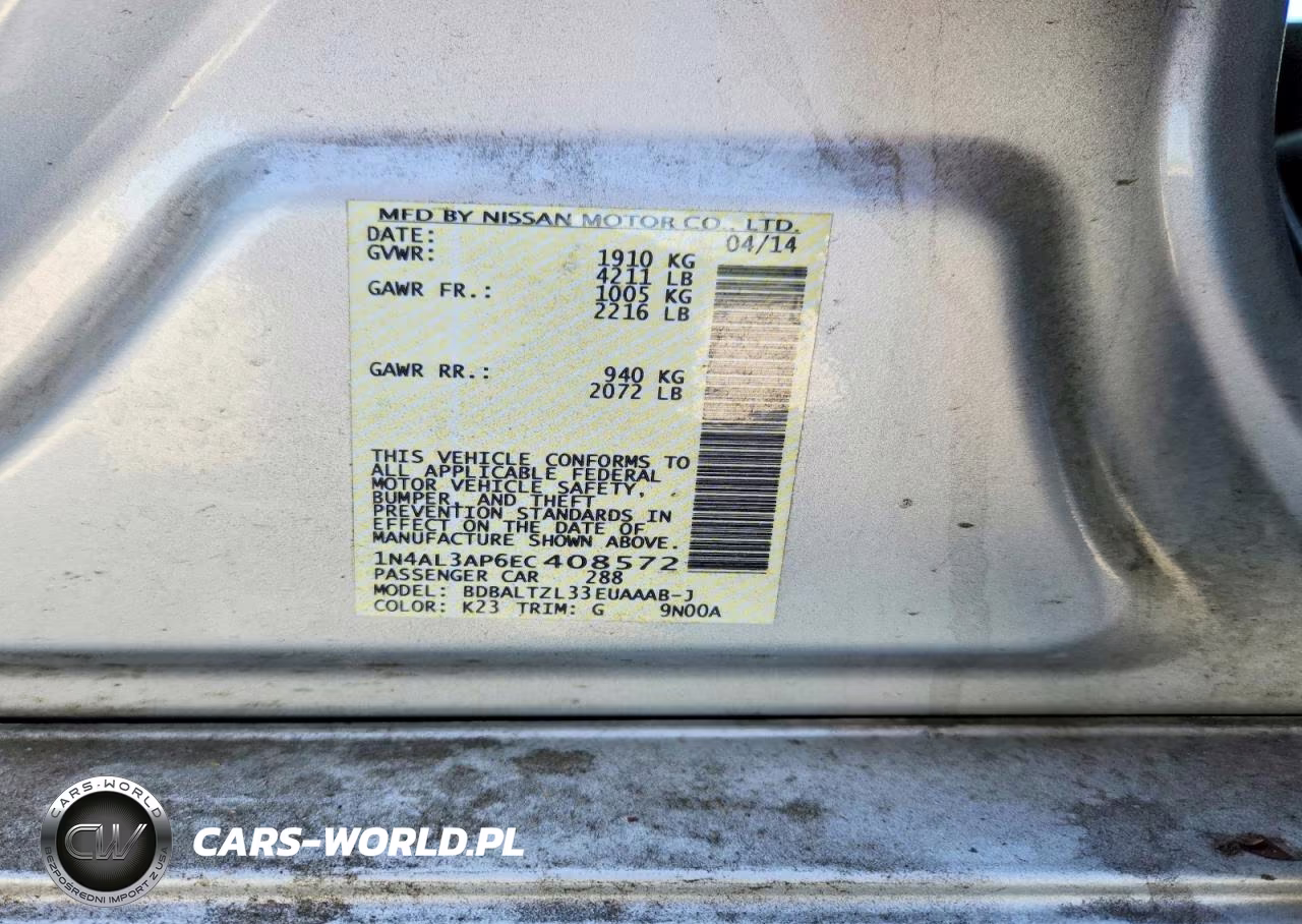 2014 Nissan Altima 2.5 Sv VIN:1N4AL3AP6EC408572 - 12