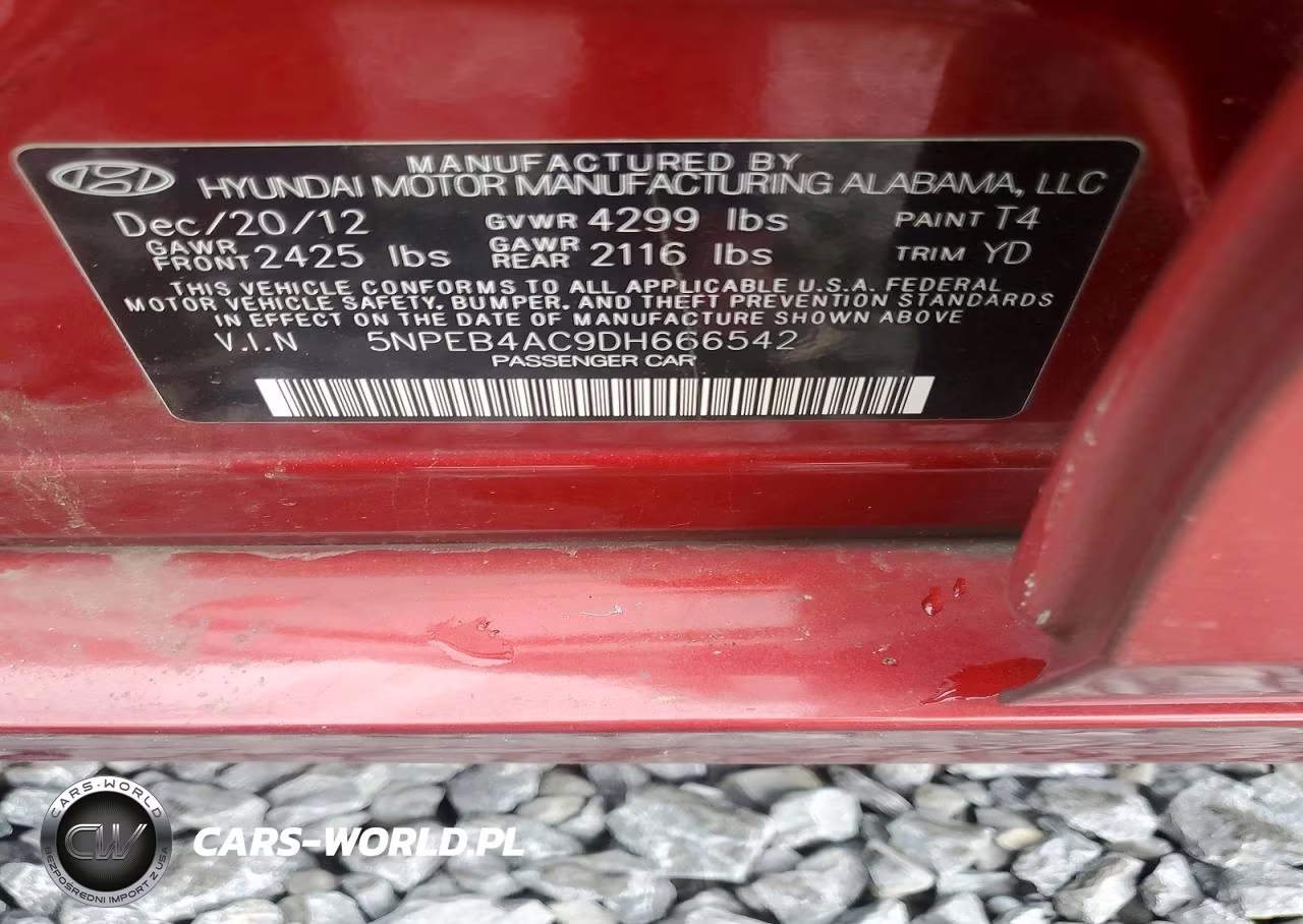2013 Hyundai Sonata Gls VIN:5NPEB4AC9DH666542 - 12