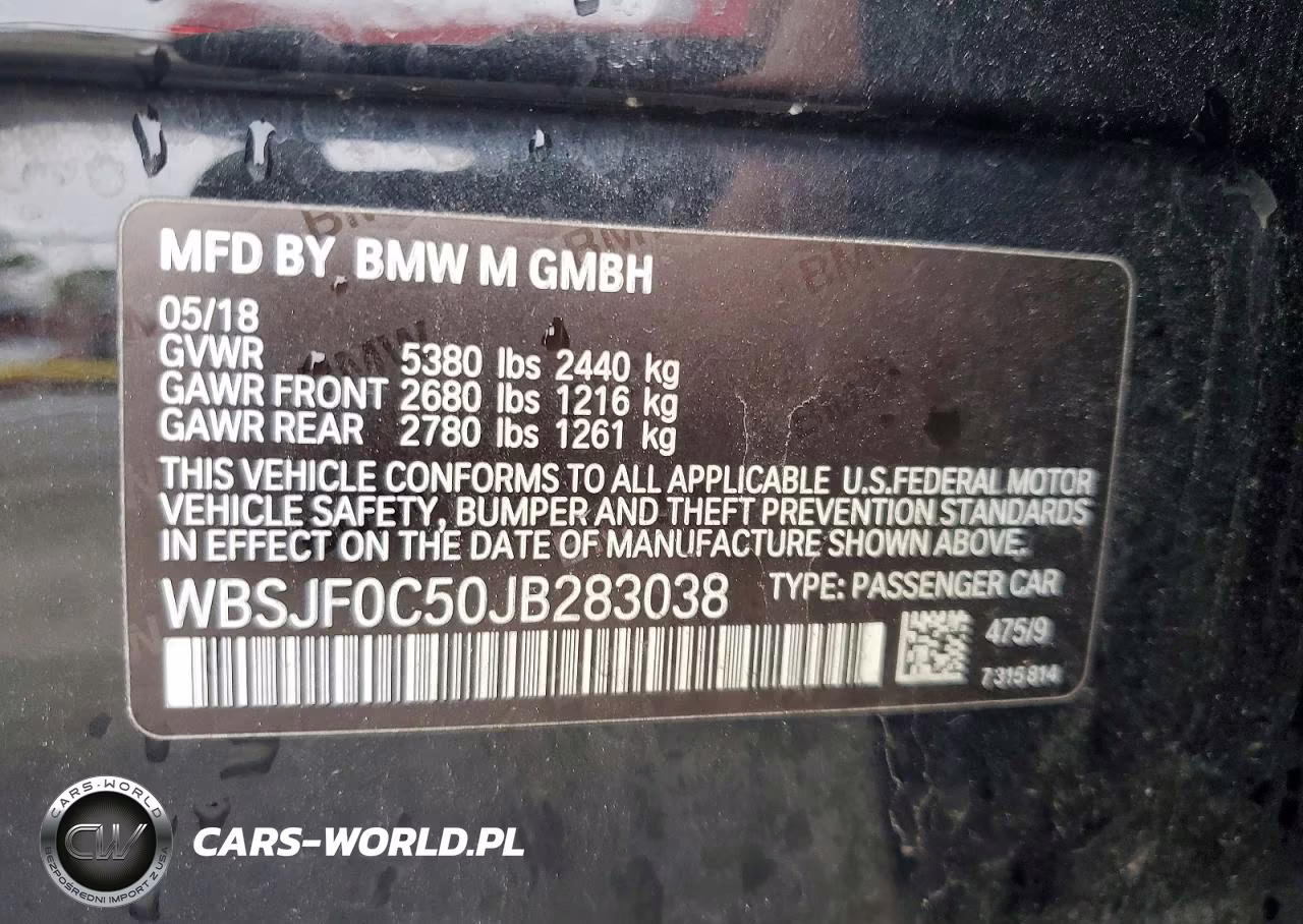 2018 BMW M5 VIN:WBSJF0C50JB283038 - 12