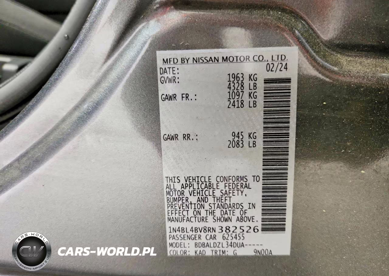 2024 Nissan Altima S VIN:1N4BL4BV8RN382526 - 12
