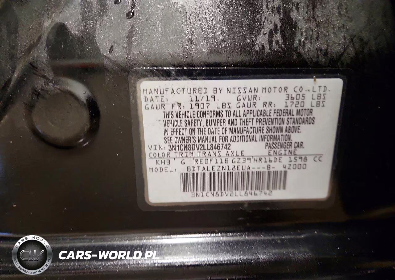 2020 Nissan Versa S VIN:3N1CN8DV2LL846742 - 10