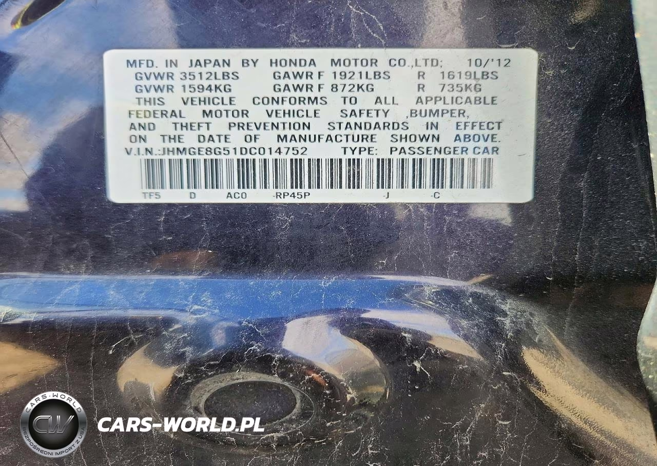 2013 Honda Fit Sport VIN:JHMGE8G51DC014752 - 12