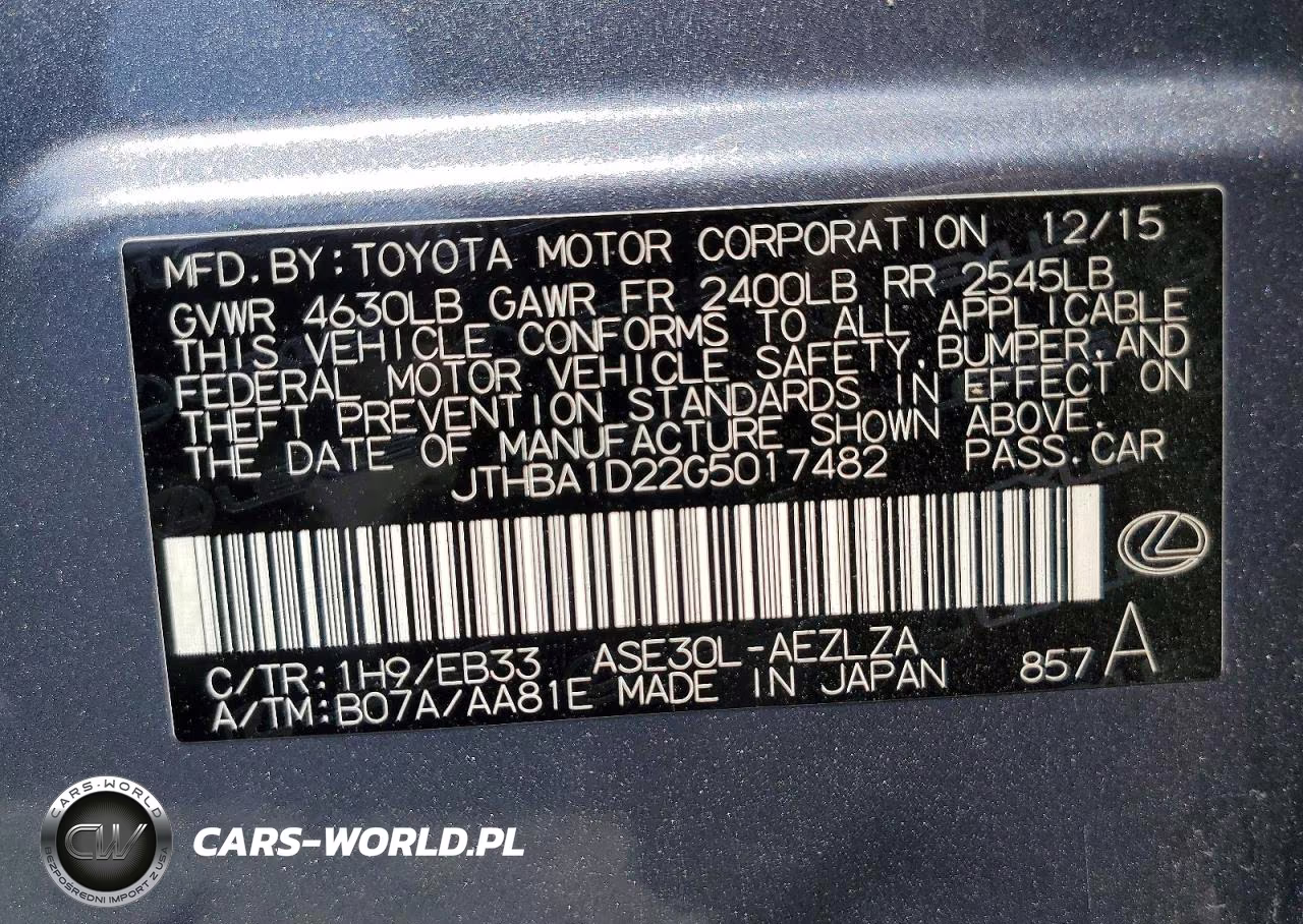 2016 Lexus Is 200T VIN:JTHBA1D22G5017482 - 12
