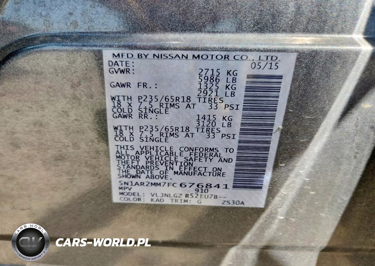 2015 Nissan Pathfinder Sl VIN:5N1AR2MM7FC676841 - 12