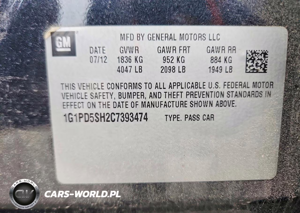 2012 Chevrolet Cruze Ls VIN:1G1PD5SH2C7393474 - 12