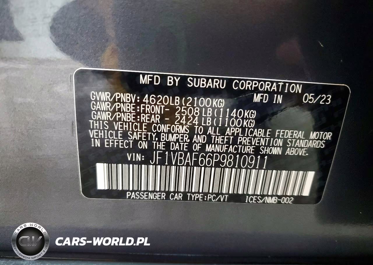 2023 Subaru Wrx Premium VIN:JF1VBAF66P9810911 - 13