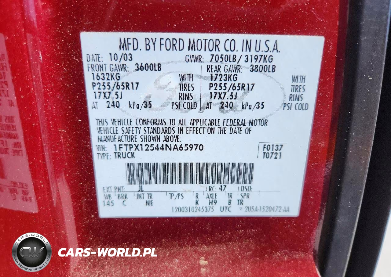 2004 Ford F-150 VIN:1FTPX12544NA65970 - 12