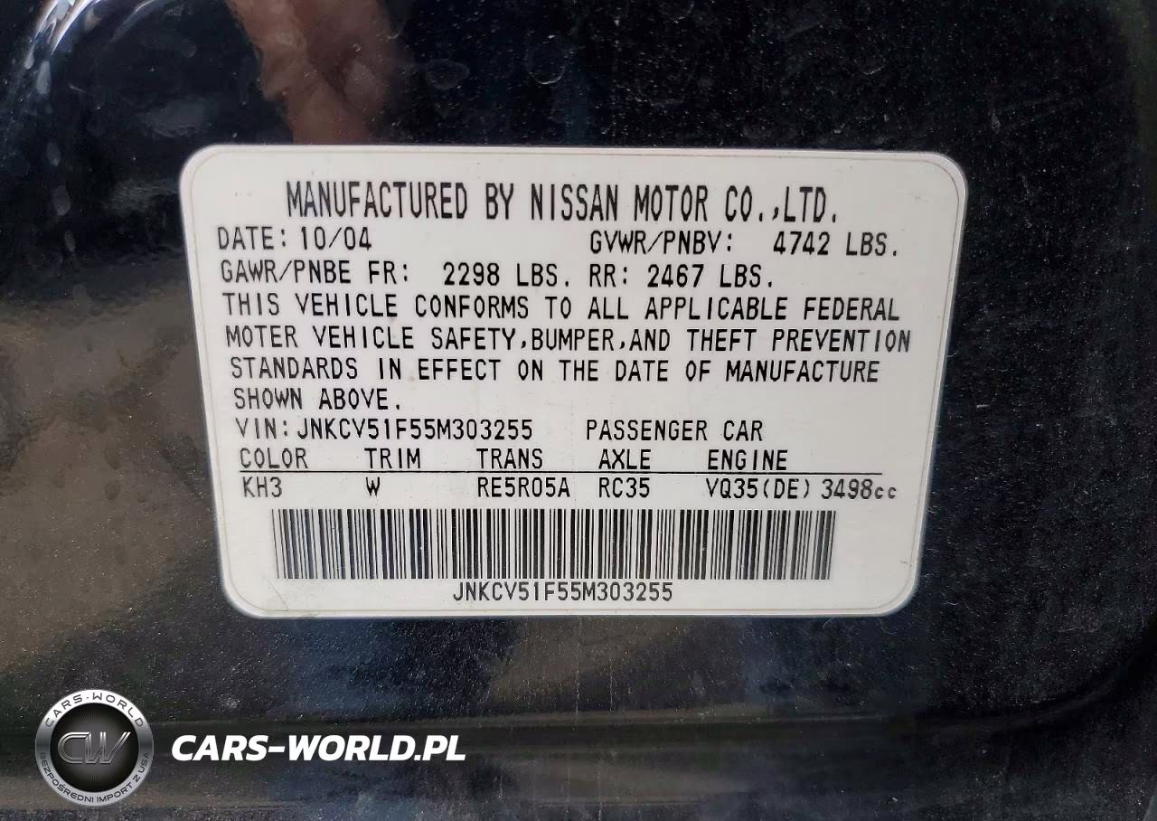 2005 Infiniti G35 X VIN:JNKCV51F55M303255 - 12