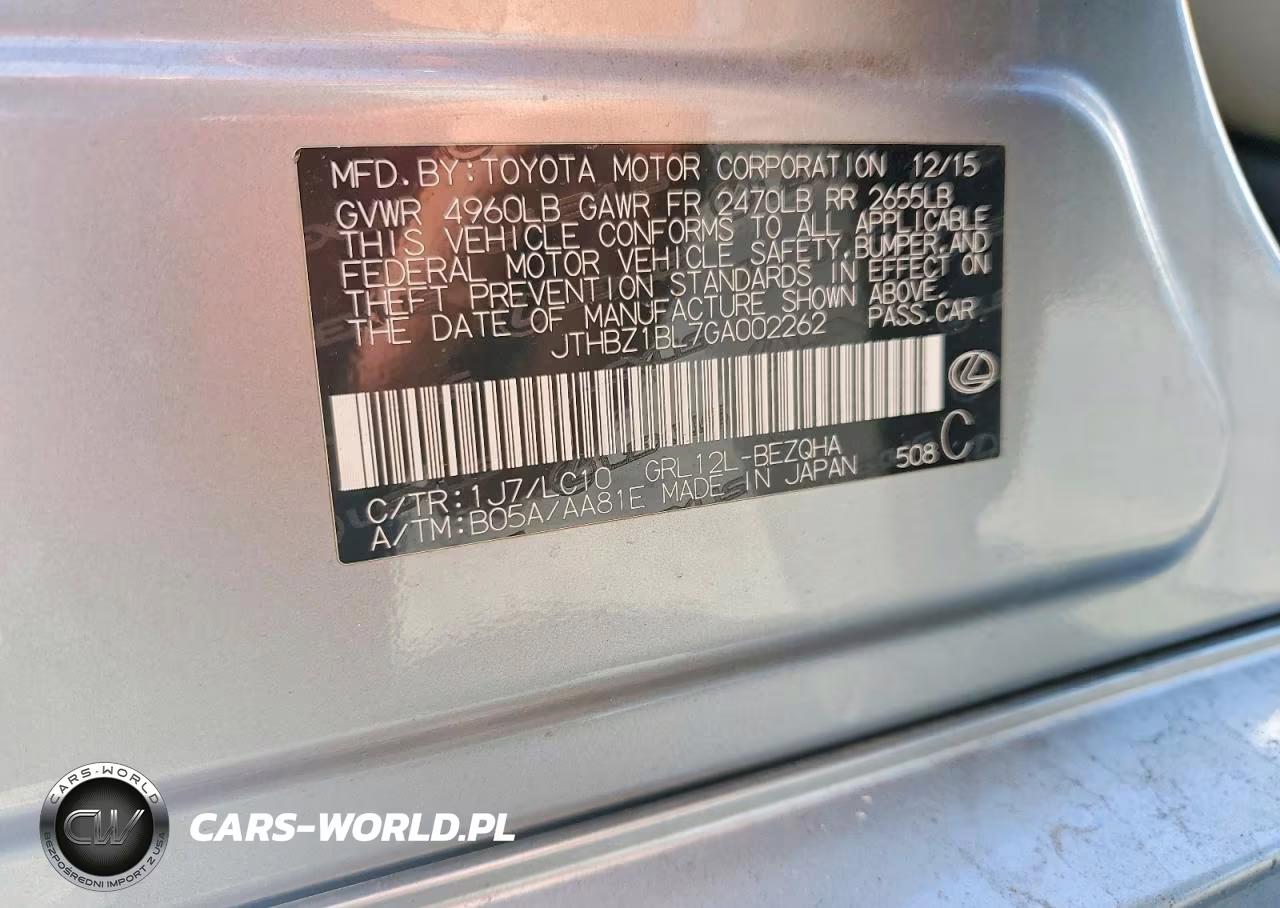 2016 Lexus Gs 350 Base VIN:JTHBZ1BL7GA002262 - 12