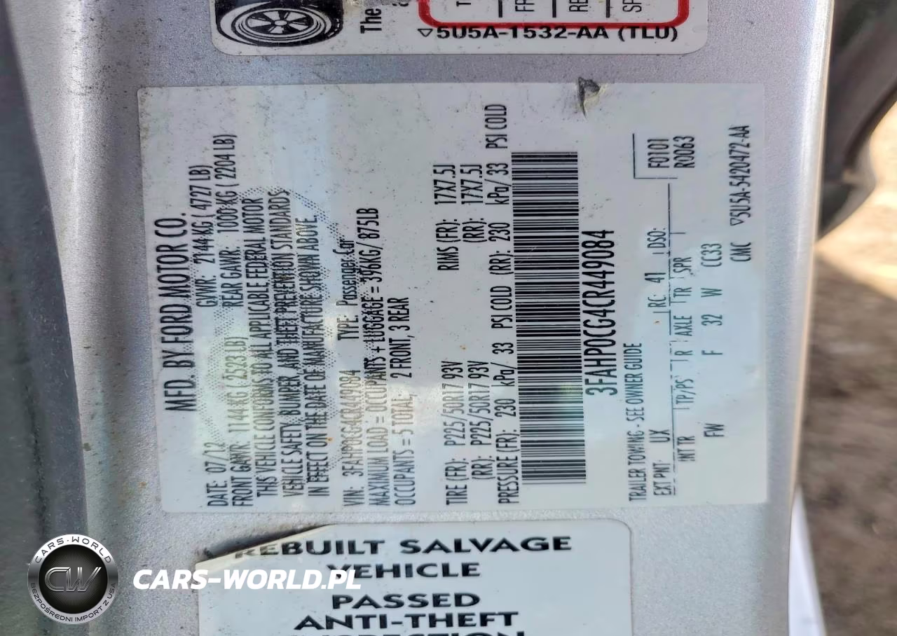 2012 Ford Fusion Sel VIN:3FAHP0CG4CR449084 - 12