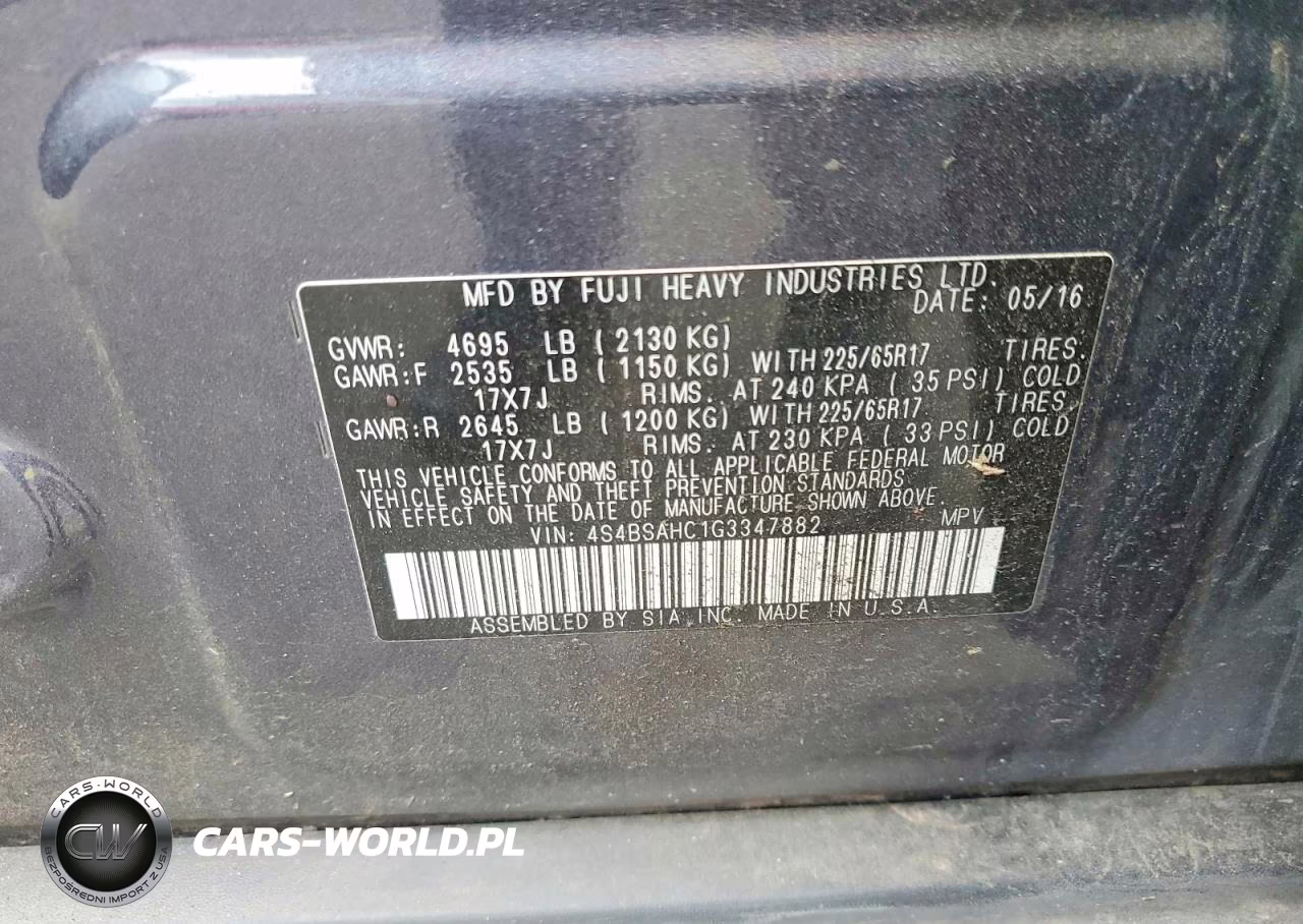 2016 Subaru Outback 2.5I Premium VIN:4S4BSAHC1G3347882 - 12