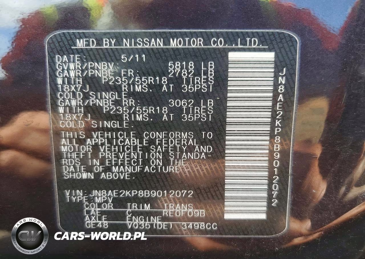 2011 Nissan Quest 3.5 S VIN:JN8AE2KP8B9012072 - 13