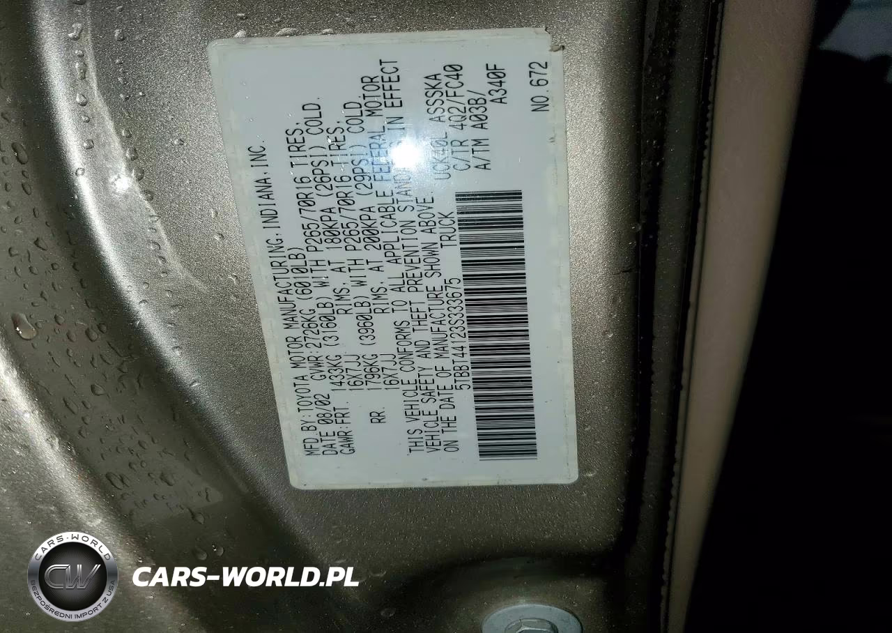 2003 Toyota Tundra Access Cab Sr5 VIN:5TBBT44123S333675 - 13