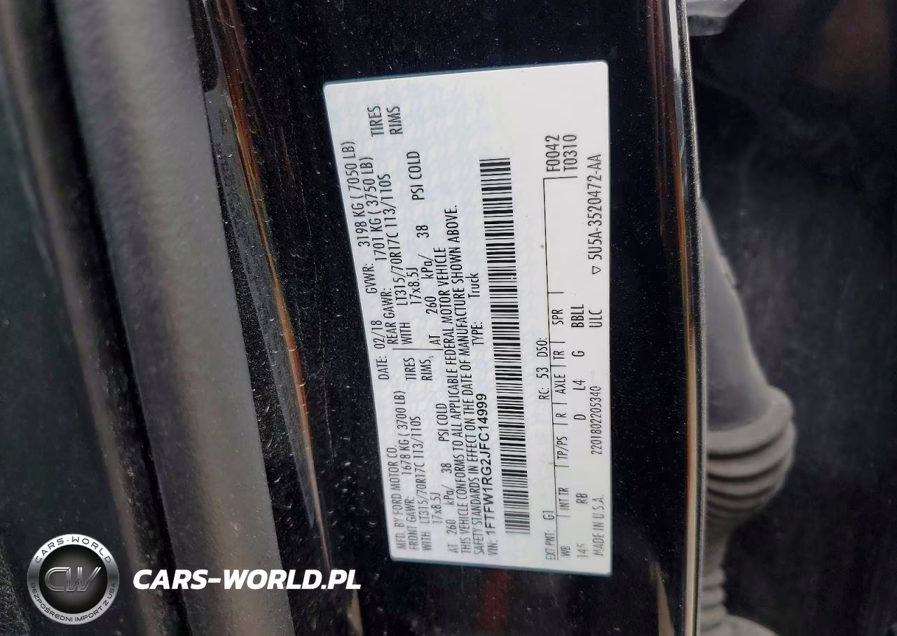 2018 Ford F150 Raptor VIN:1FTFW1RG2JFC14999 - 12