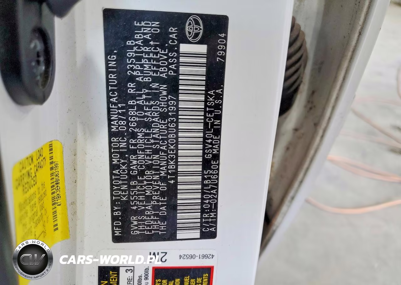 2011 Toyota Camry Se V6 VIN:4T1BK3EK0BU631997 - 12