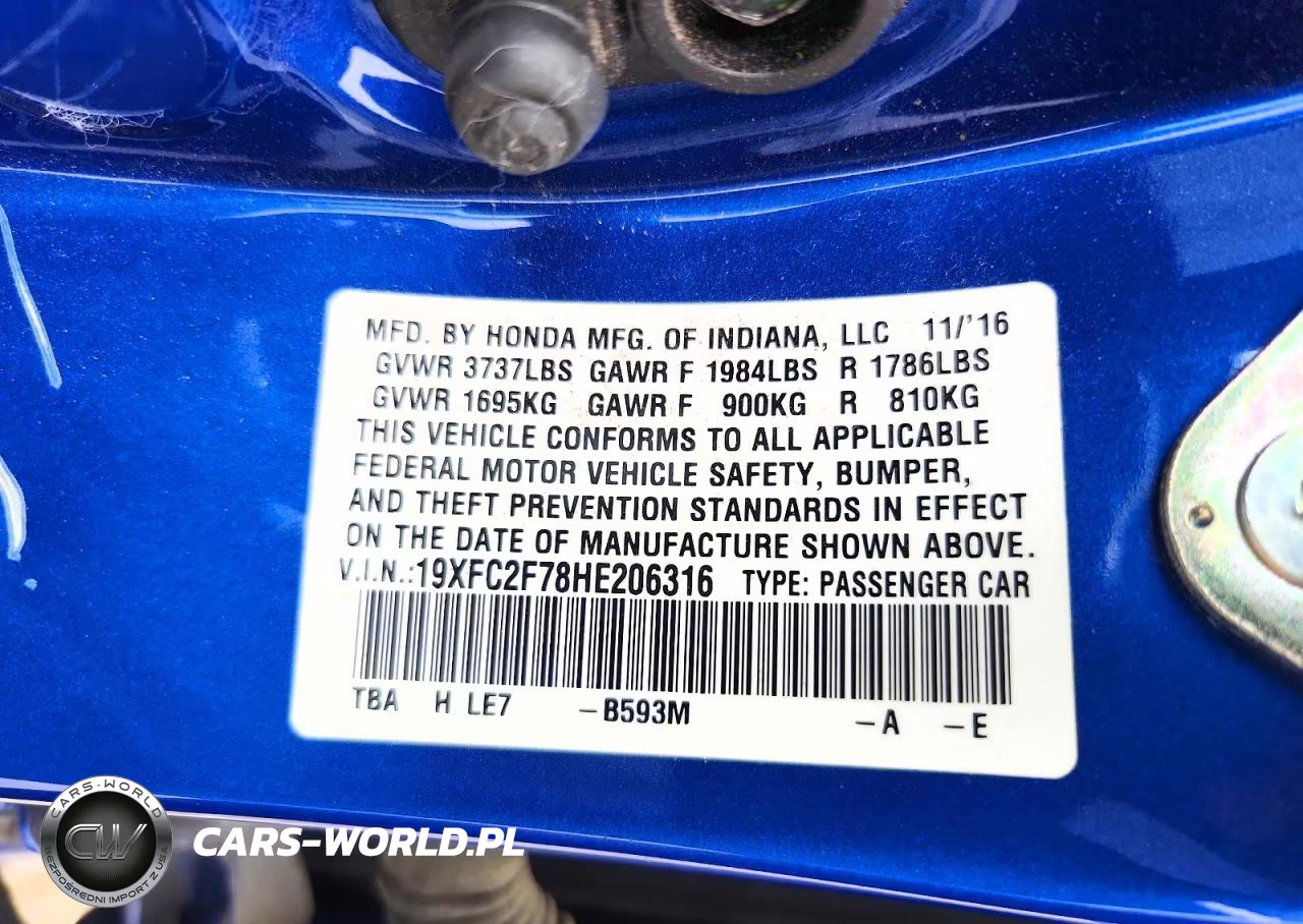 2017 Honda Civic Ex VIN:19XFC2F78HE206316 - 12
