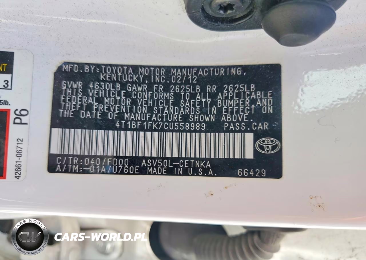 2012 Toyota Camry Le VIN:4T1BF1FK7CU558989 - 13