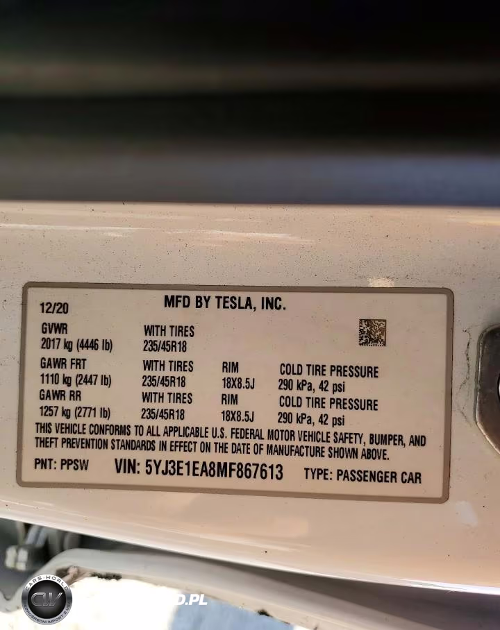 2021 Tesla Model 3 VIN:5YJ3E1EA8MF867613 - 12