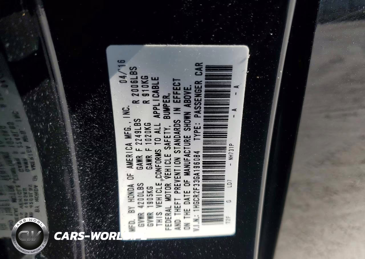 2016 Honda Accord Lx VIN:1HGCR2F33GA196084 - 13