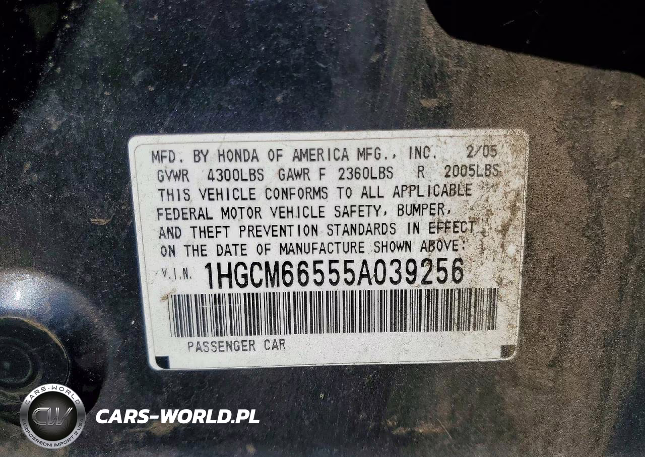 2005 Honda Accord Ex VIN:1HGCM66555A039256 - 12
